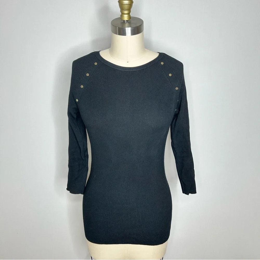 Cache Ribbed Knit Top - Picture 1 of 7